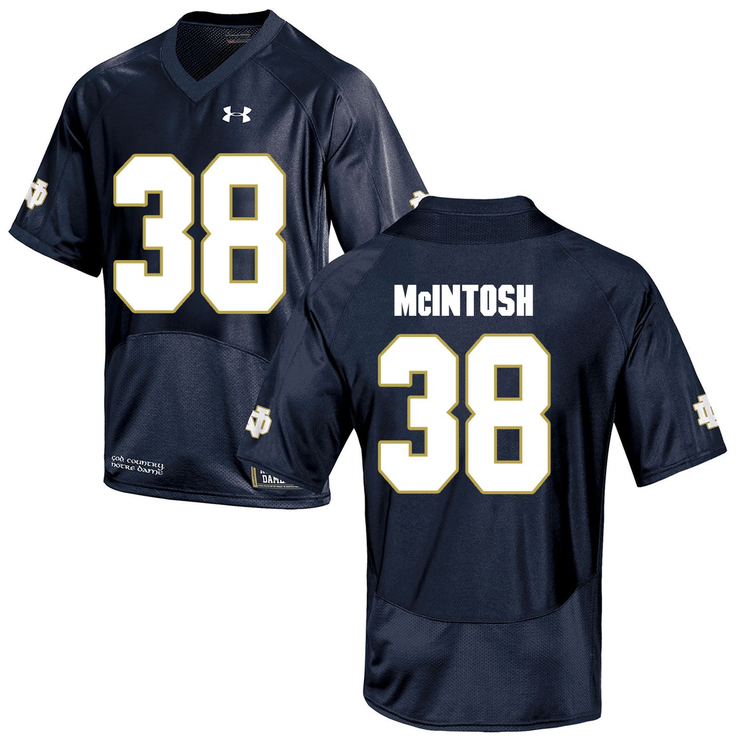 Men Norte Dame Fighting Irish 38 Mcintosh Navy Blue Customized NCAA Jerseys